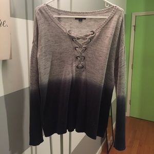 American Eagle Lace Up Ombre Sweater